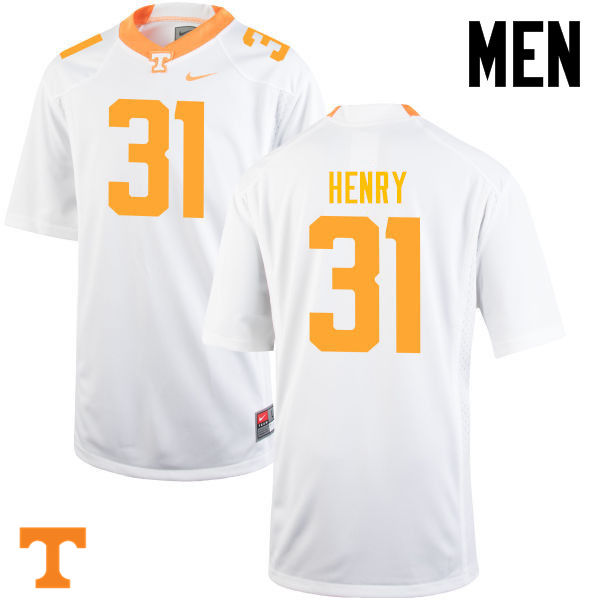 Men #31 Parker Henry Tennessee Volunteers College Football Jerseys-White